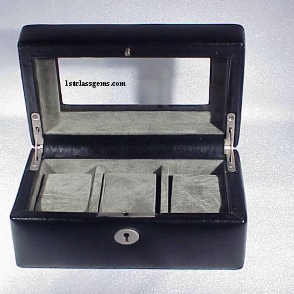 FINAL SALE PRICE Wolf Designs Black Leather 3 Pc. Watch Display Box - Picture 4 of 5